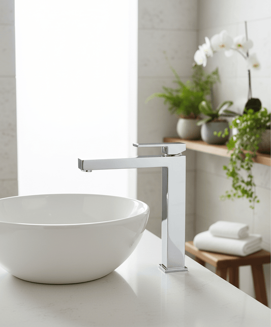 GS Rubinetterie INDACO Single Lever High Bath Basin Faucet With Click Clack Waste, Chrome