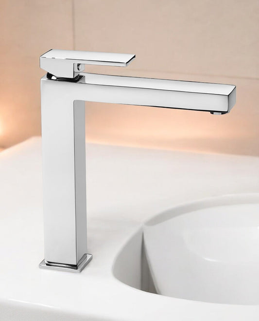 GS Rubinetterie INDACO Single Lever High Bath Basin Faucet With Click Clack Waste, Chrome