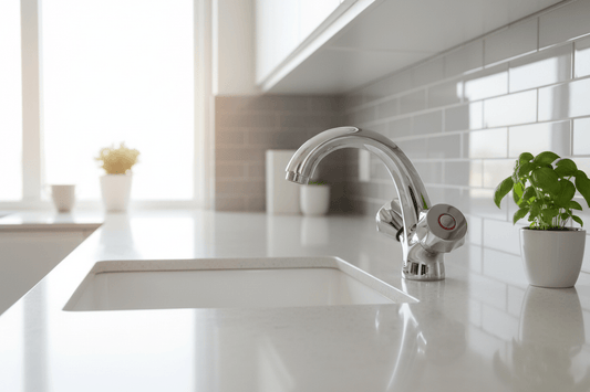 GS Rubinetterie 0531 Premium Basin Mixer Tap with Pop-Up Waste – Chrome Finish, Twin Handle Bathroom Faucet, Solid Brass,
