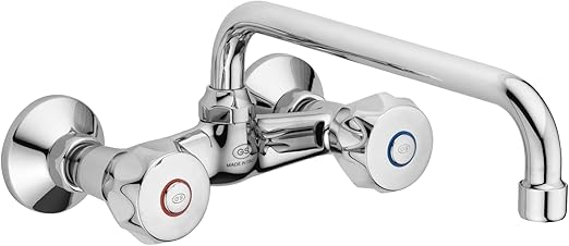 GS Rubinetterie Mercury Wall Mounted Sink Mixer with Swivel Spout, Chrome
