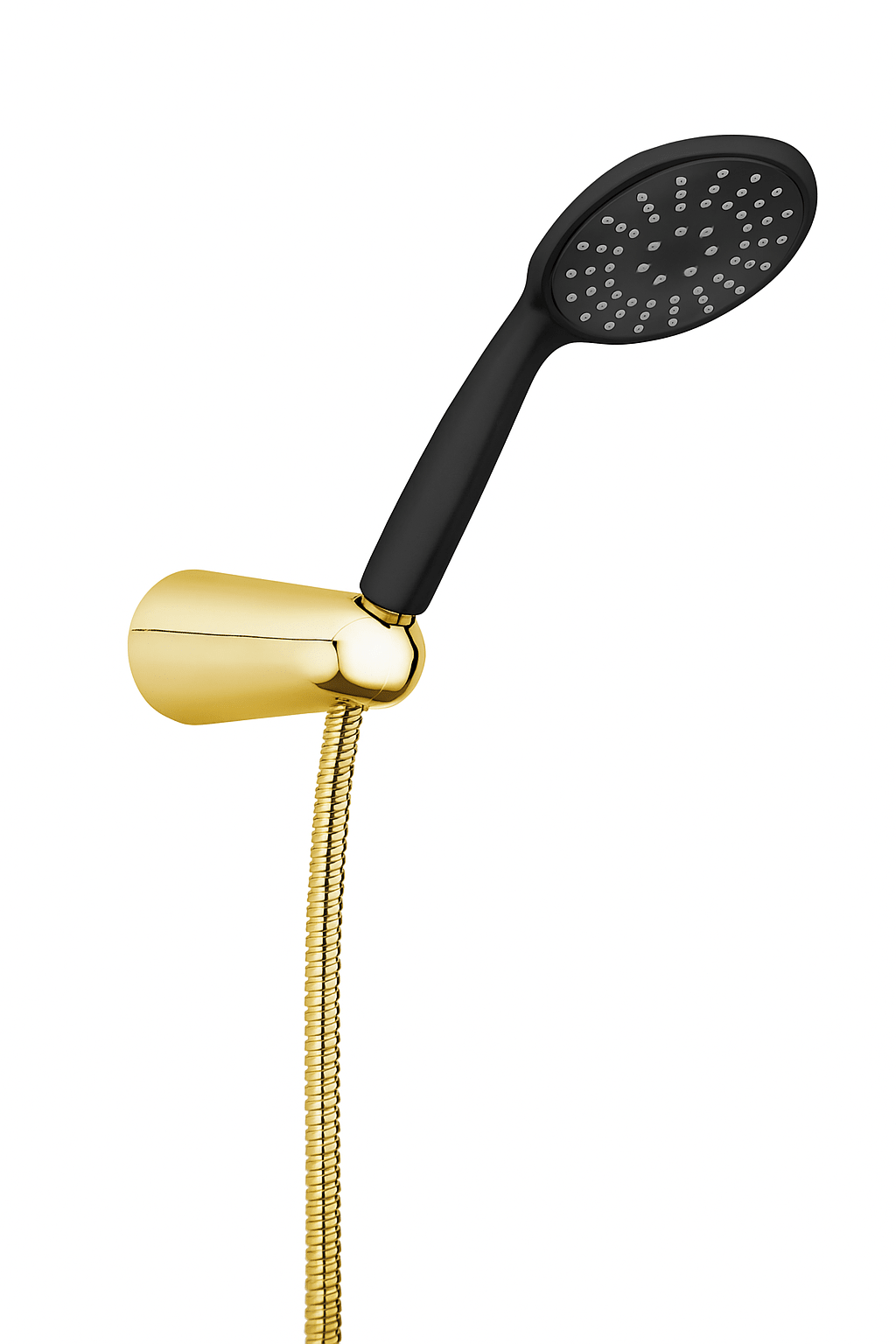 GS Rubinetterie Premium Wall Mounted Single Lever Bath Shower Mixer with Hand Shower Set, Black Gold