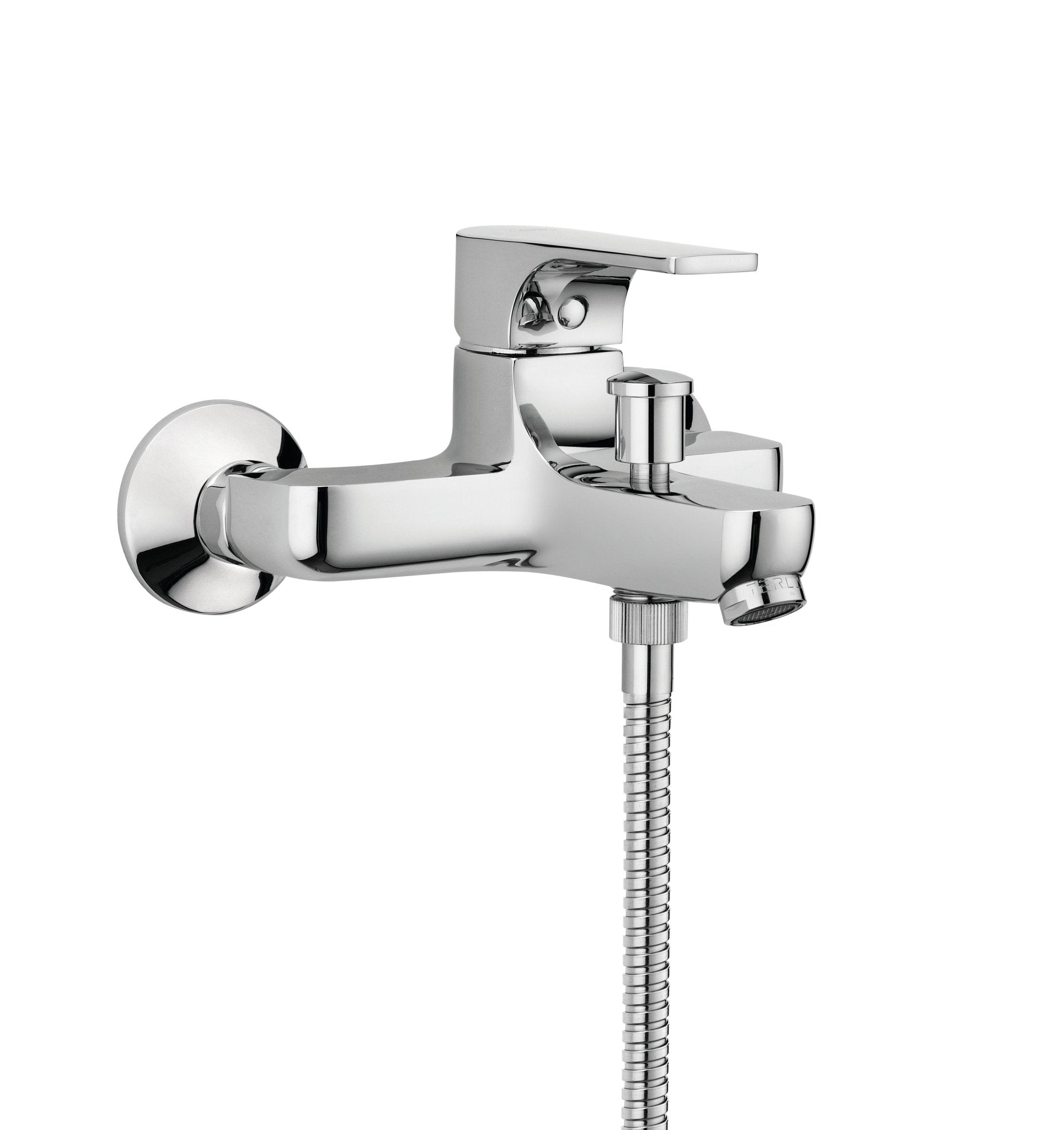 GS Rubinetterie Premium Wall Mounted Single Lever Bath Shower Mixer with Hand Shower Set, Chrome
