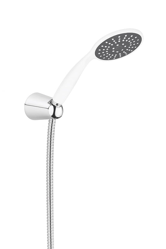 GS Rubinetterie 2460 Wall Mounted Bath Shower Mixer Set with Hand Shower, Premium Brass Construction, Single Lever Control, White Chrome Finish