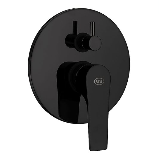 GS Rubinetterie SLIM Concealed Single Lever Bath Shower Mixer With Diverter, Standard Cartridge, Black Chrome