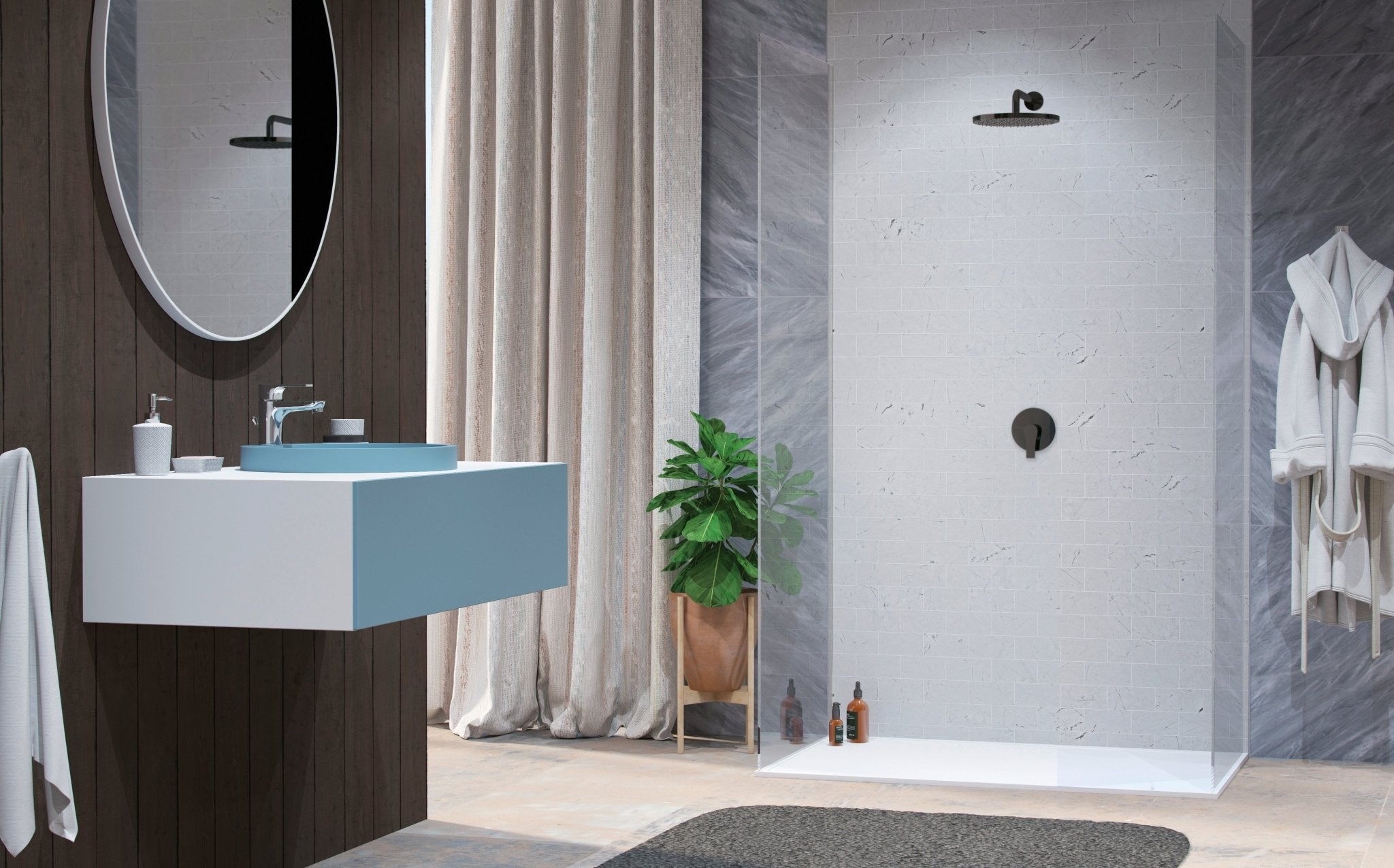 GS Rubinetterie SLIM Concealed Single Lever Shower Mixer, standard Cartridge, Black Chrome