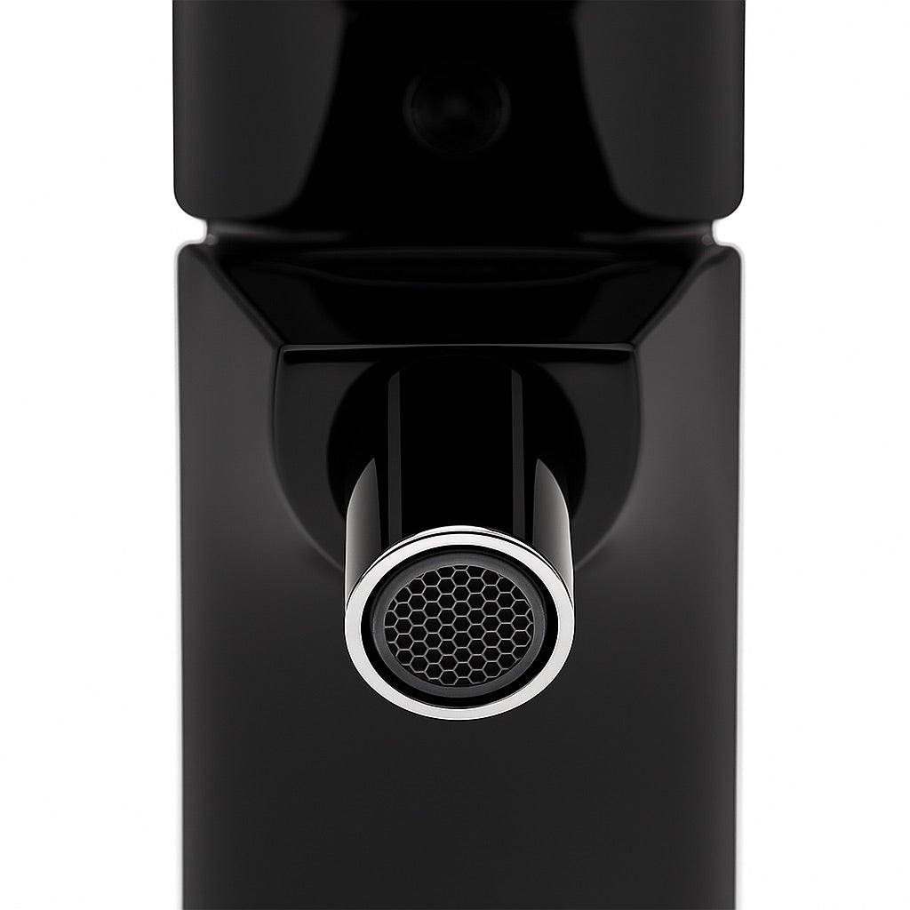 GS Rubinetterie 2464 SLIM Single Lever Bidet Mixer Tap with Adjustable Aerator Spout & Pop-Up Waste, Energy Saving Cartridge, Premium Brass, Black Chrome Finish