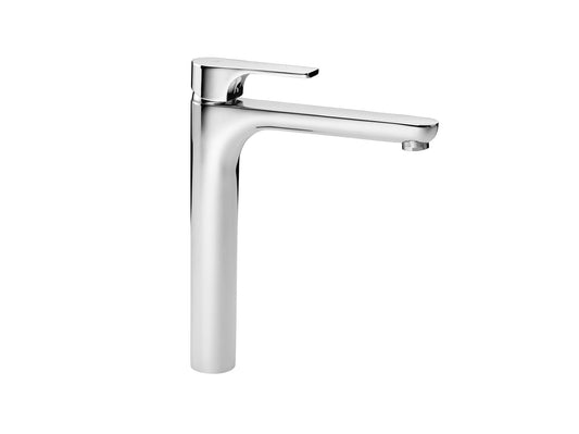 GS Rubinetterie Slim Premium Single Lever High Bath Basin Faucet with Clack Waste, Energy Saving Cartridge, Chrome