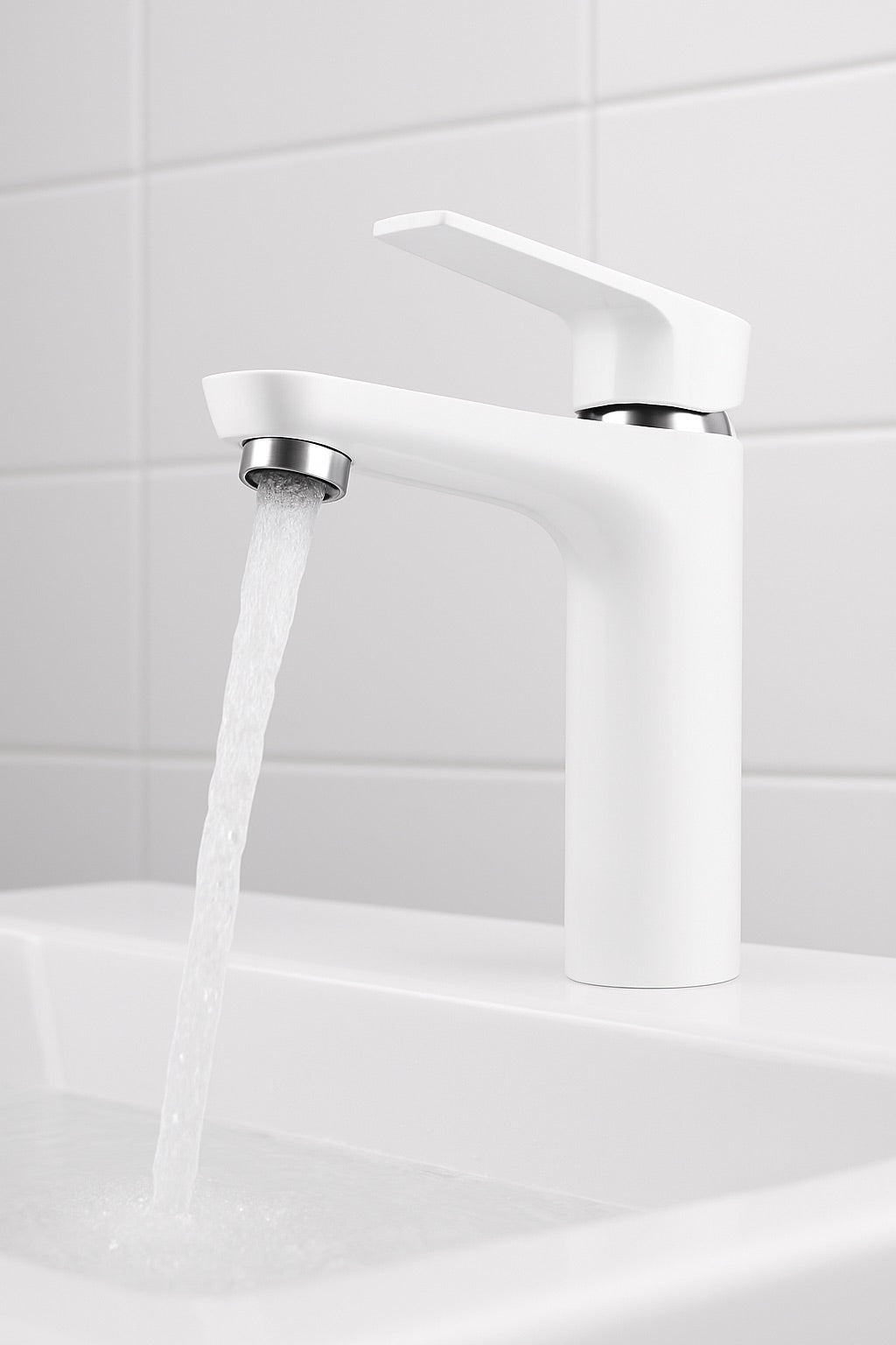 GS Rubinetterie 2463 SLIM High Basin Mixer Tap with Click-Clack Waste, Energy Saving Cartridge, Premium Brass Bathroom Faucet, White Chrome Finish,