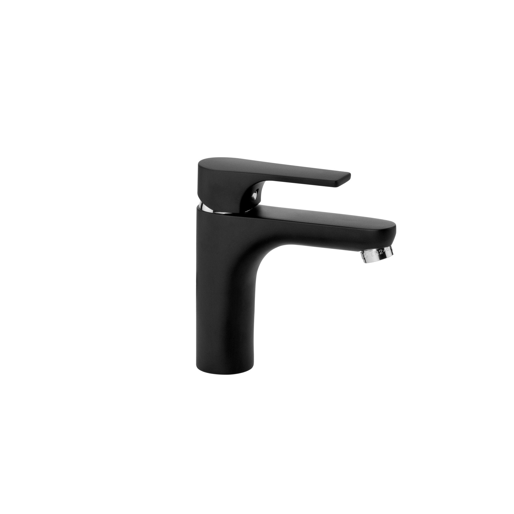 GS Rubinetterie 2462 SLIM Single Lever Basin Mixer Tap with Pop-Up Waste, Energy Saving Cartridge, Premium Brass Bathroom Faucet, Black Chrome Finish
