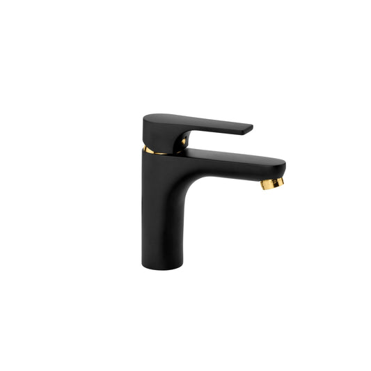 GS Rubinetterie SLIM Single Lever Basin Faucet with Pop-Up Waste, Energy Saving Cartridge, Black Gold