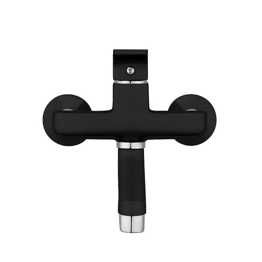 GS Rubinetterie SLIM Wall Mounted Single Lever Sink Mixer With Swivel Spout, Energy saving Cartridge, Black Chrome