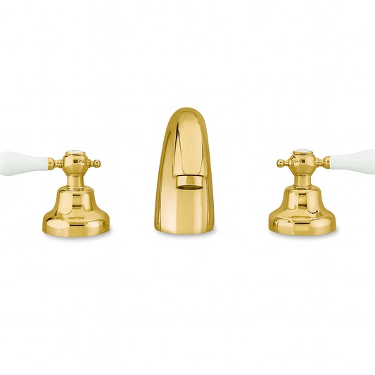 GS Rubinetterie Vitoriana Retro Premium Bath Basin Mixer with Pop-Up Waste, Gold