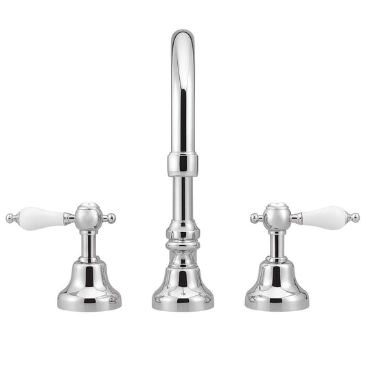 GS Rubinetterie Vittoriana Retro Premium Bath Basin Mixer with Swivel High Neck and Pop-Up Waste, Chrome