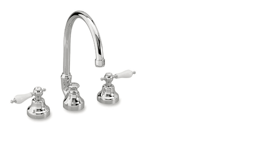 GS Rubinetterie Vittoriana Retro Premium Bath Basin Mixer with Swivel High Neck and Pop-Up Waste, Chrome