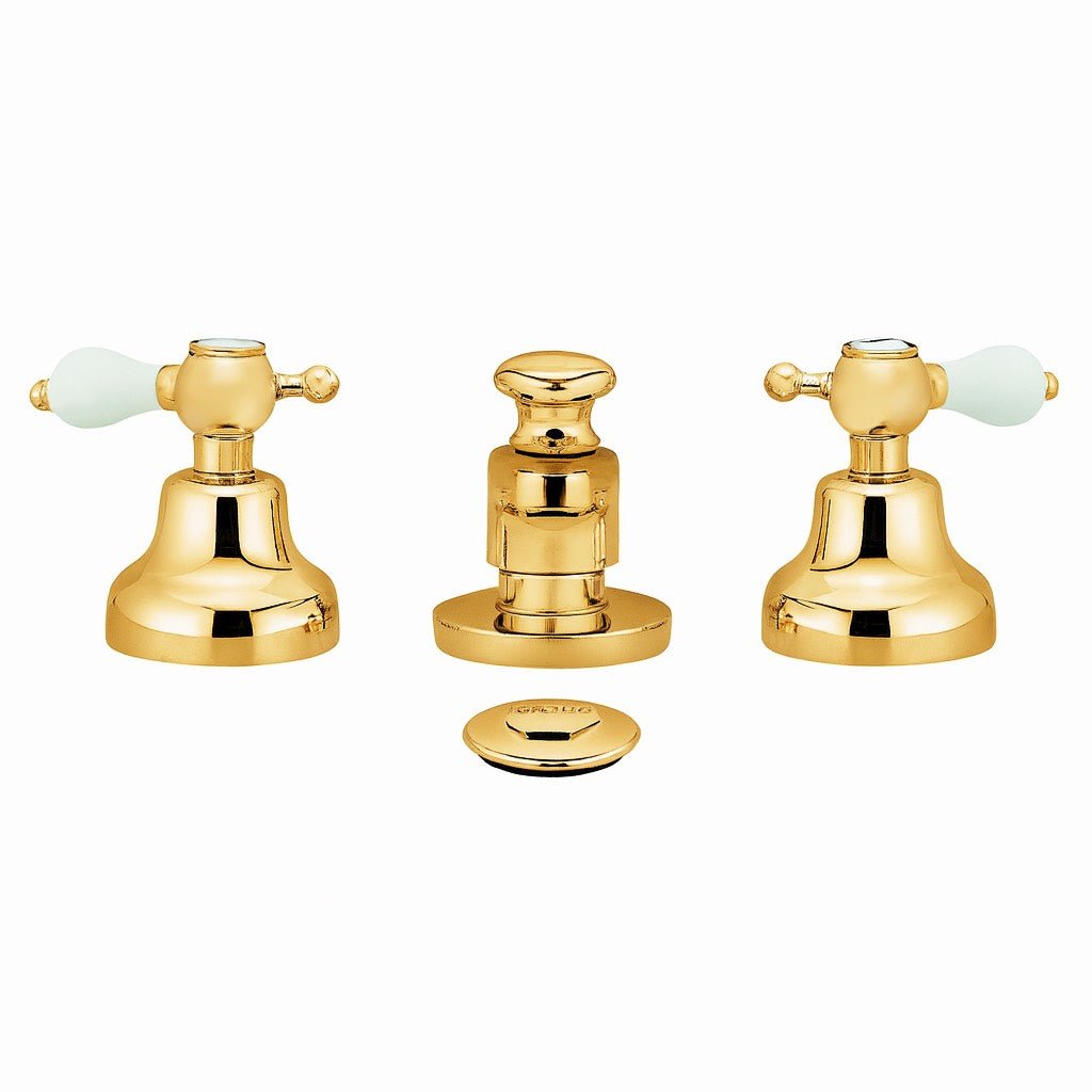 GS Vittoriana Retro Premium Bidet Mixer with Pop Up Waste Gold