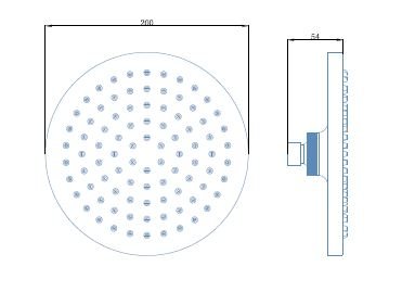 HESANIT ABS Round Rain Shower Head Round 20cm, Chrome