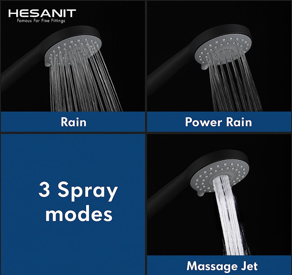 HESANIT Bath Hand Shower with 3 Spray Modes, Premium Matt Black Finish, Easy Clean Anti-Lime Nozzles