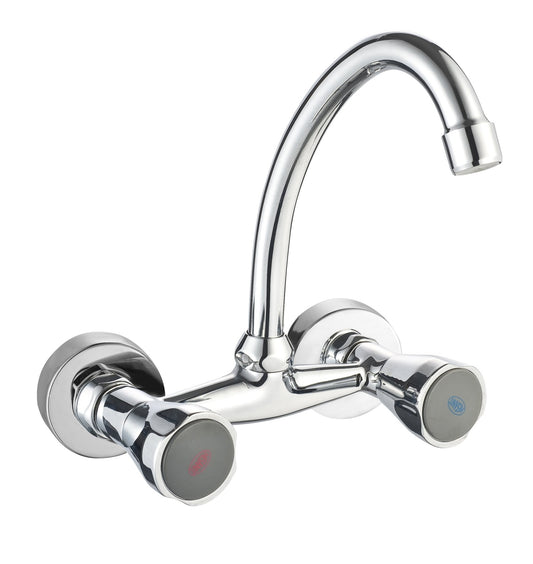 HESANIT Classic Two Handle Wall Sink Mixer with HU Spout