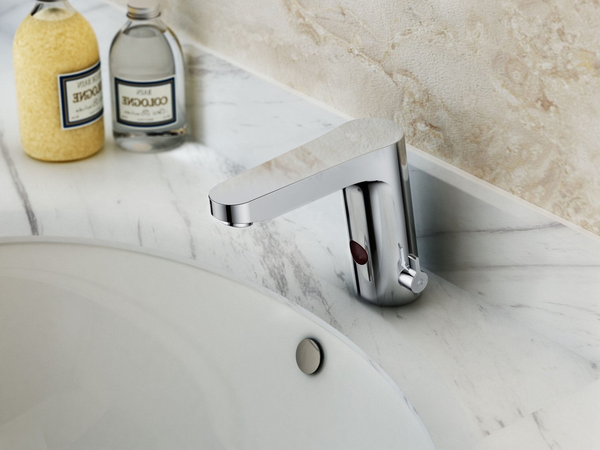 HESANIT E Sensor Touchless Bath Basin Faucet, Infra-Red Sensor, Temperature Control, Chrome