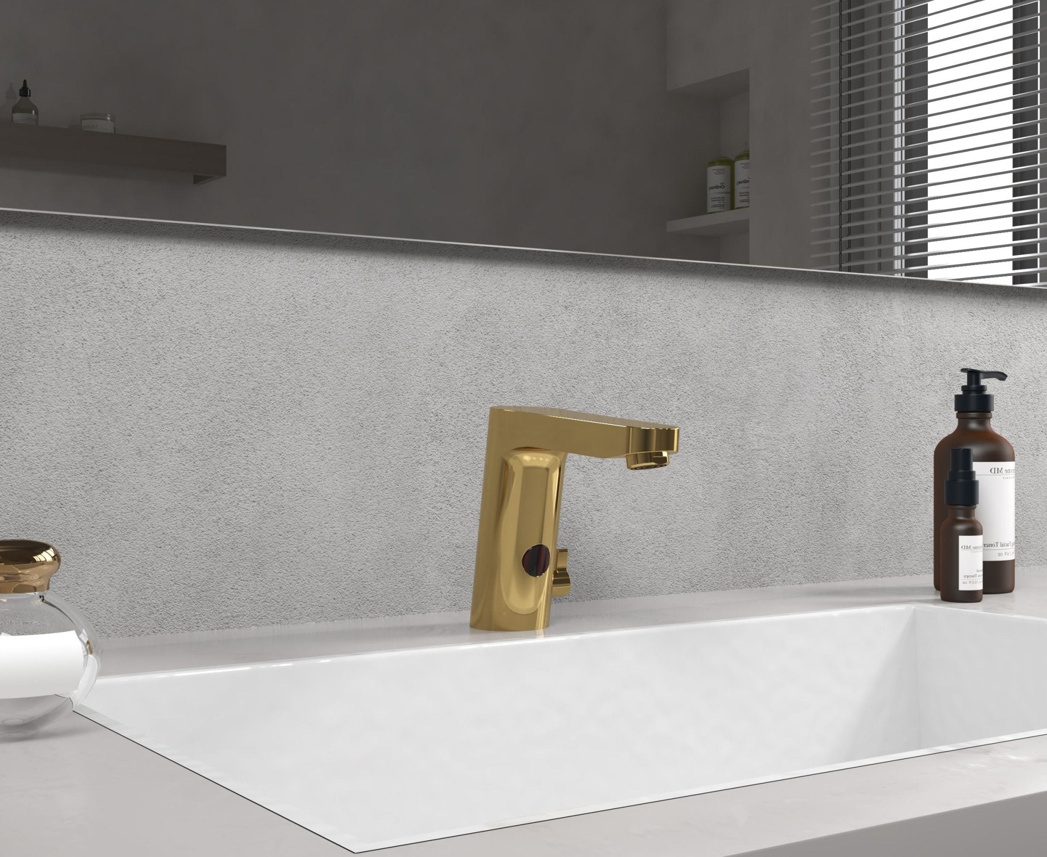 HESANIT E Sensor Touchless Bath Basin Faucet, Infra-Red Sensor, Temperature Control, Gold