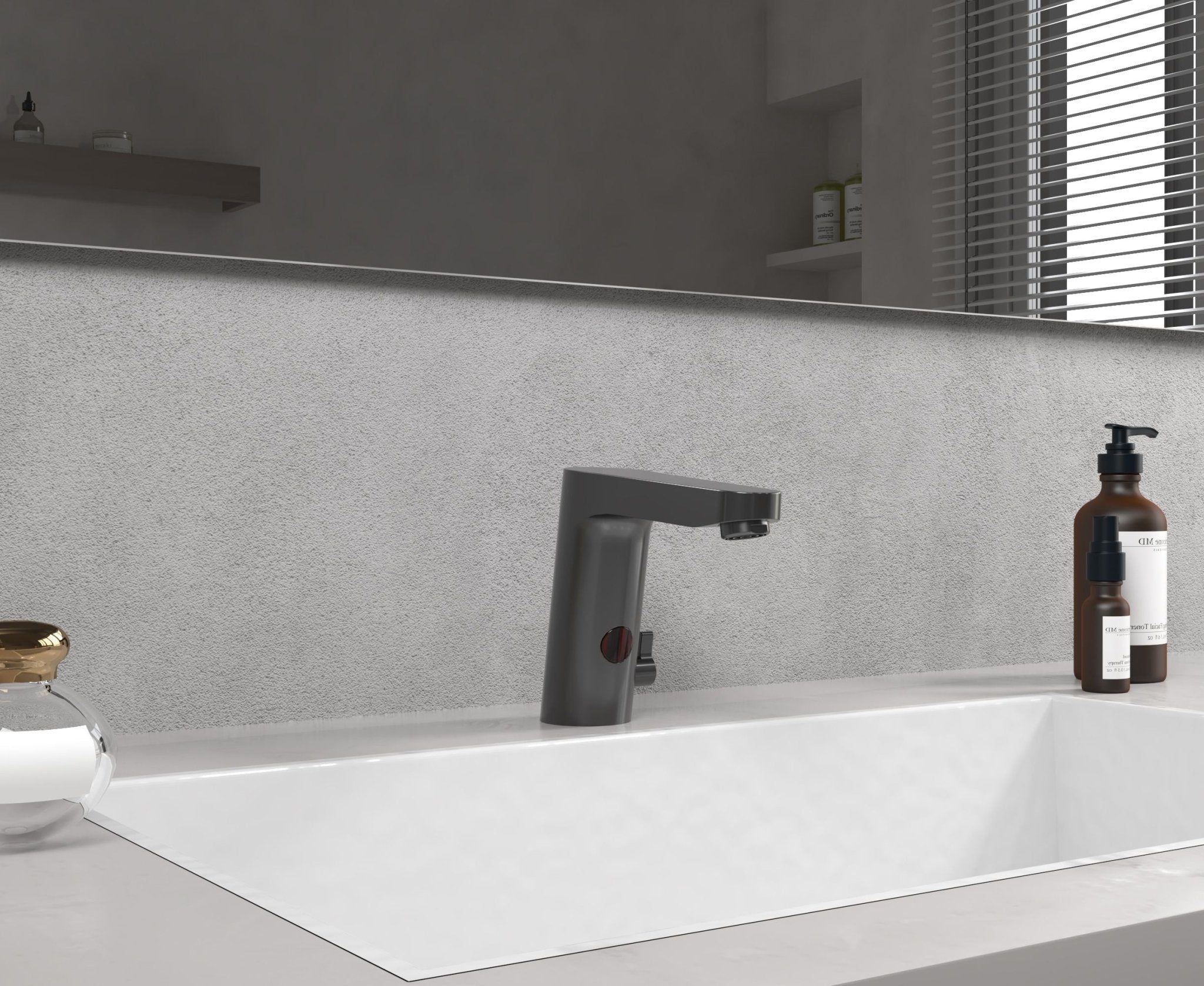 HESANIT E Sensor Touchless Bath Basin Faucet, Infra-Red Sensor, Temperature Control, Matt Black