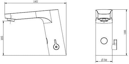 HESANIT E Sensor Touchless Bath Basin Faucet, Infra-Red Sensor, Temperature Control, Steel Brushed