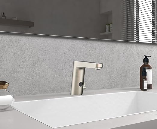 HESANIT E Sensor Touchless Bath Basin Faucet, Infra-Red Sensor, Temperature Control, Steel Brushed