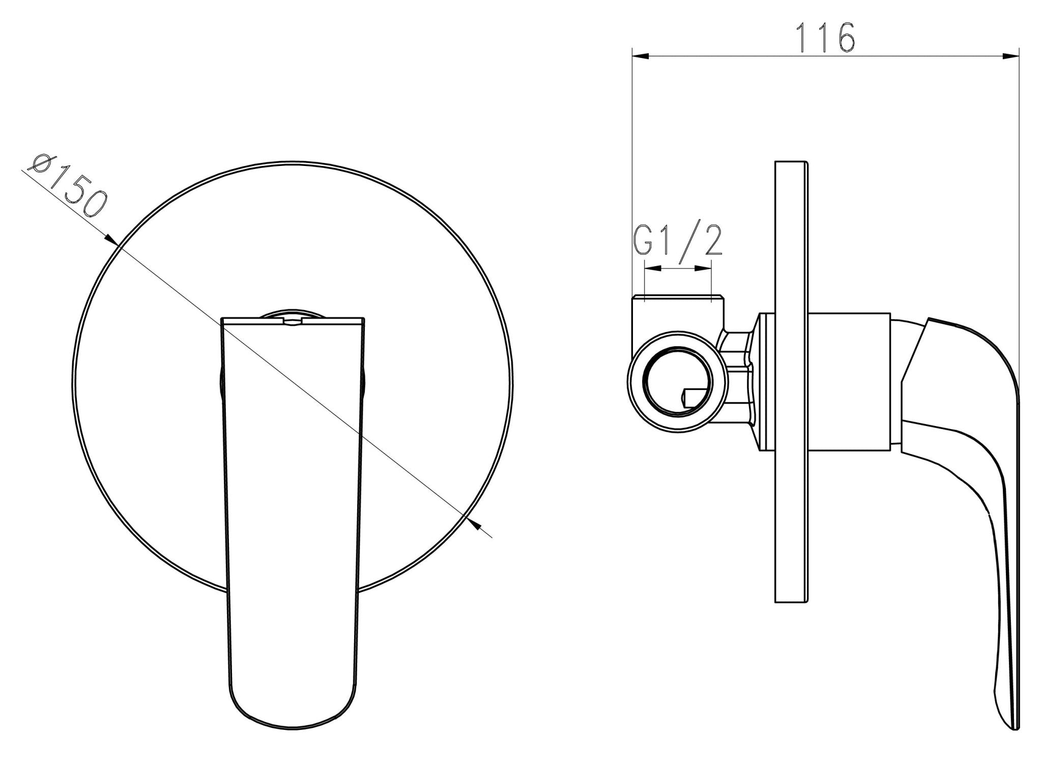 HESANIT Elite Concealed Bath Shower Mixer, Chrome