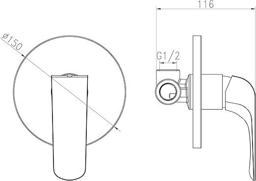HESANIT Elite Concealed Bath Shower Mixer, Matt Black