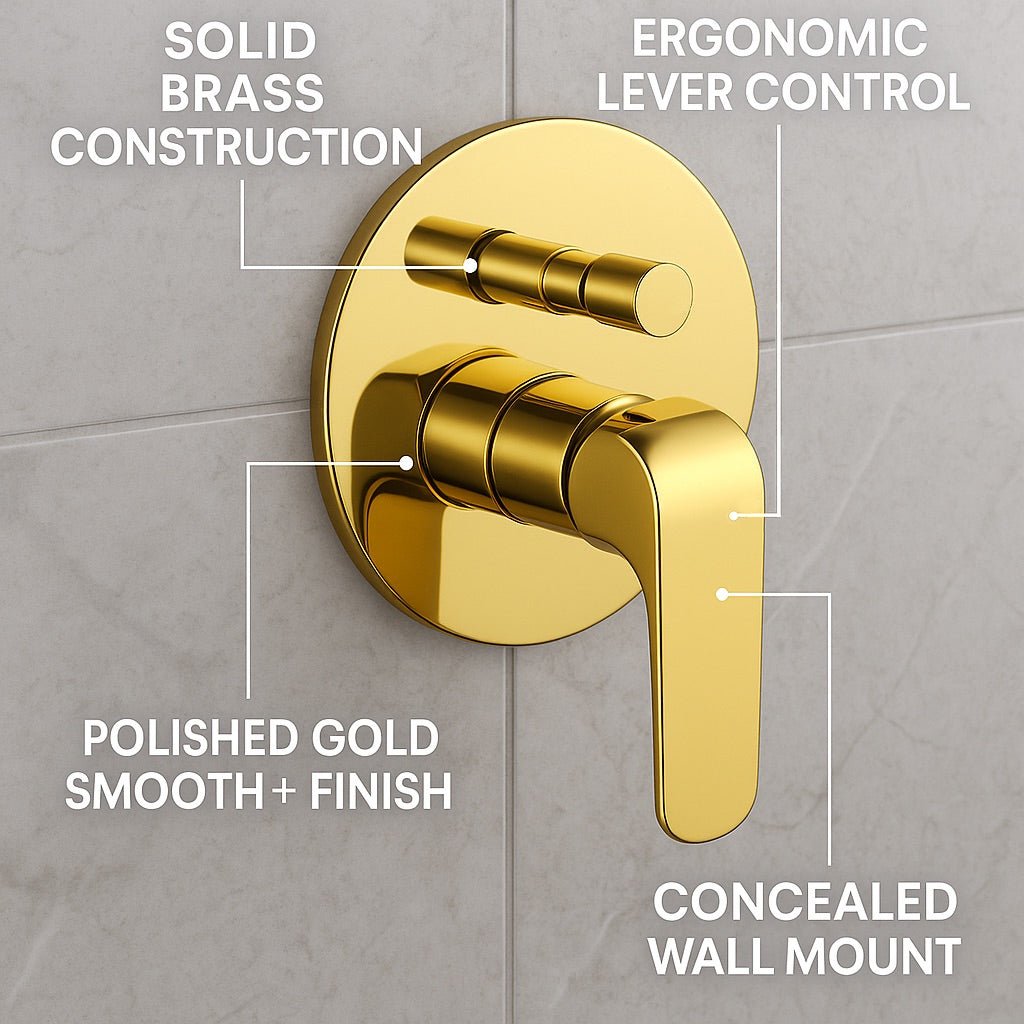 HESANIT Elite Concealed Bath Shower Mixer with Diverter, Gold