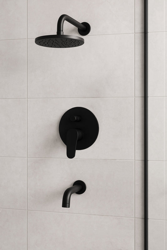 HESANIT Elite Concealed Bath Shower Mixer with Diverter, Matt Black