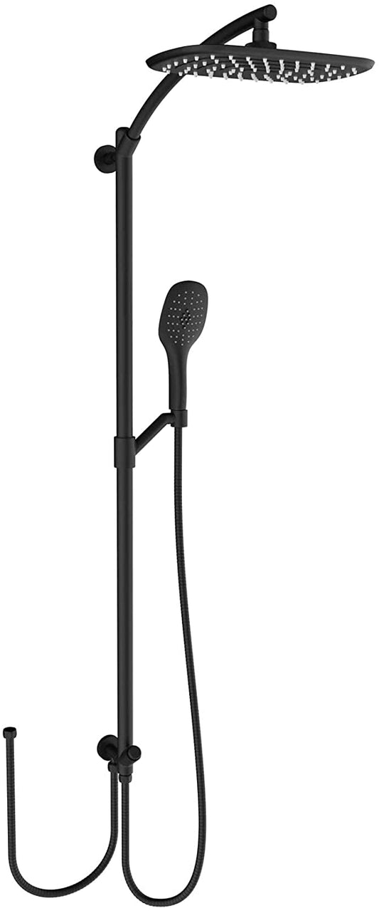 HESANIT Elite Shower Column – Matt Black, 300×180mm Rain Shower & Hand Shower