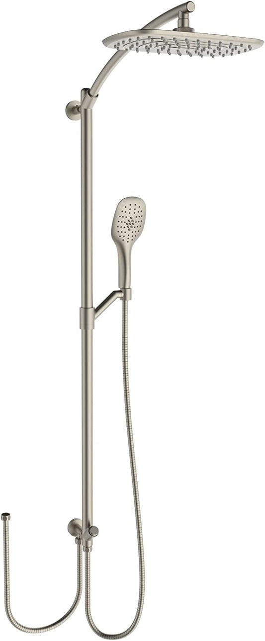HESANIT Elite Shower Column – Steel Brushed, 300×180mm Rain Shower & Hand Shower