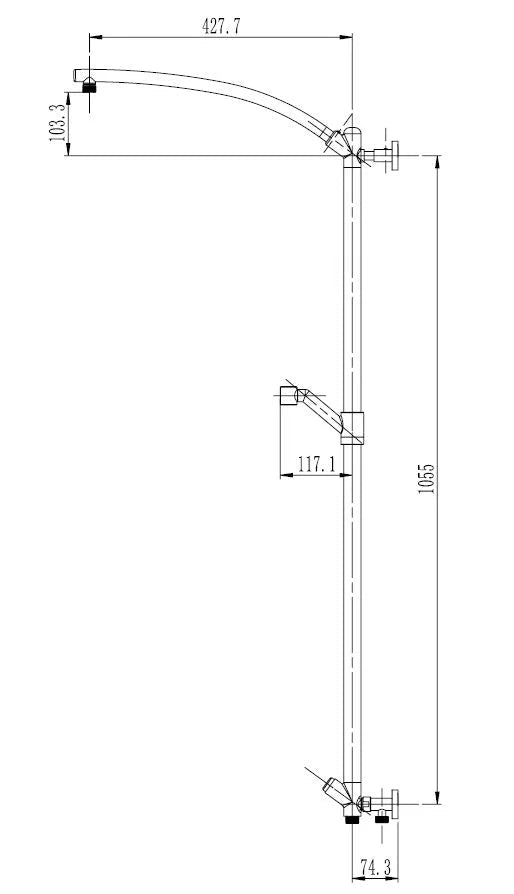 HESANIT Elite Shower Column – Steel Brushed, 300×180mm Rain Shower & Hand Shower