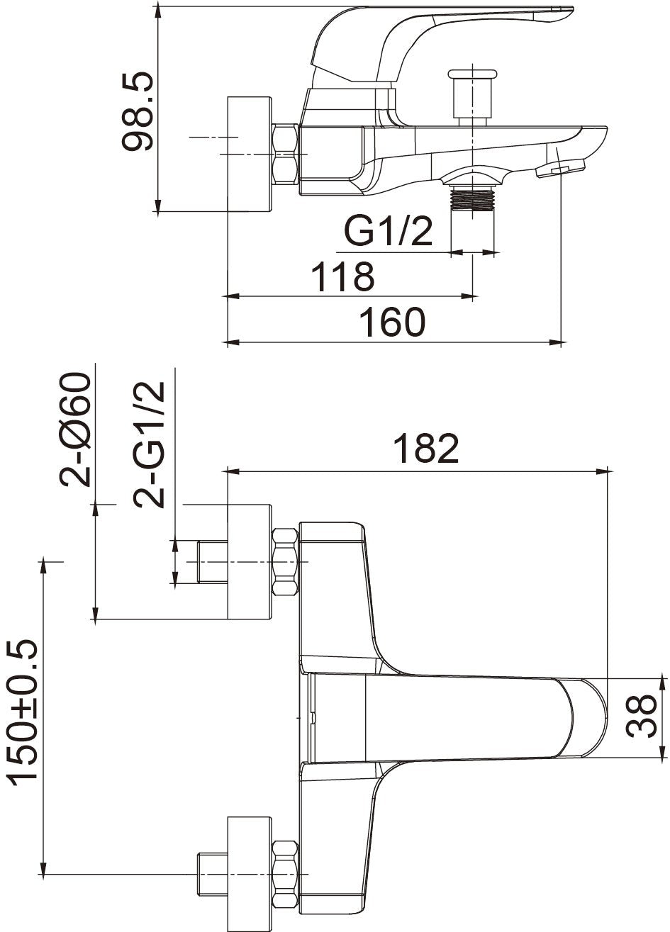 HESANIT Elite Single Lever Bath Mixer with Hand Shower Set, Black Gold