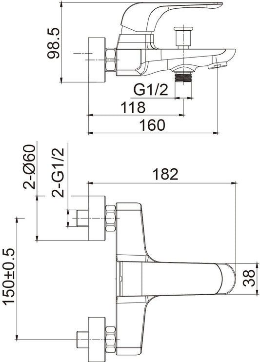 HESANIT Elite Single Lever Bath Mixer with Hand Shower Set, Black Gold