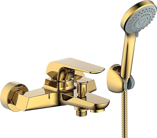 HESANIT Elite Single Lever Bath Mixer with Hand Shower Set, Gold Brushed