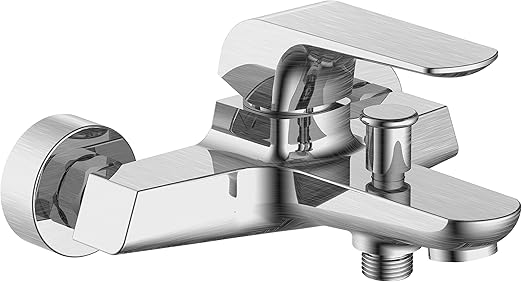 HESANIT Elite Single Lever Bath Mixer with Hand Shower Set, Steel Brushed