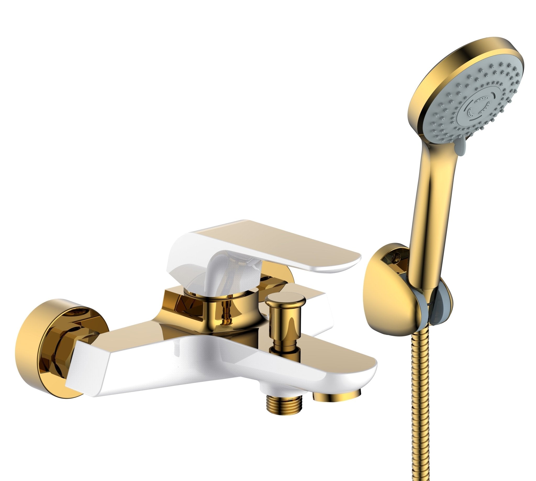 HESANIT Elite Single Lever Bathroom Mixer with Hand Shower Set, White Gold