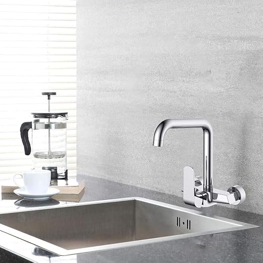 HESANIT Elite Wall-Mounted Single Lever Sink Mixer, 208mm Projection, Chrome