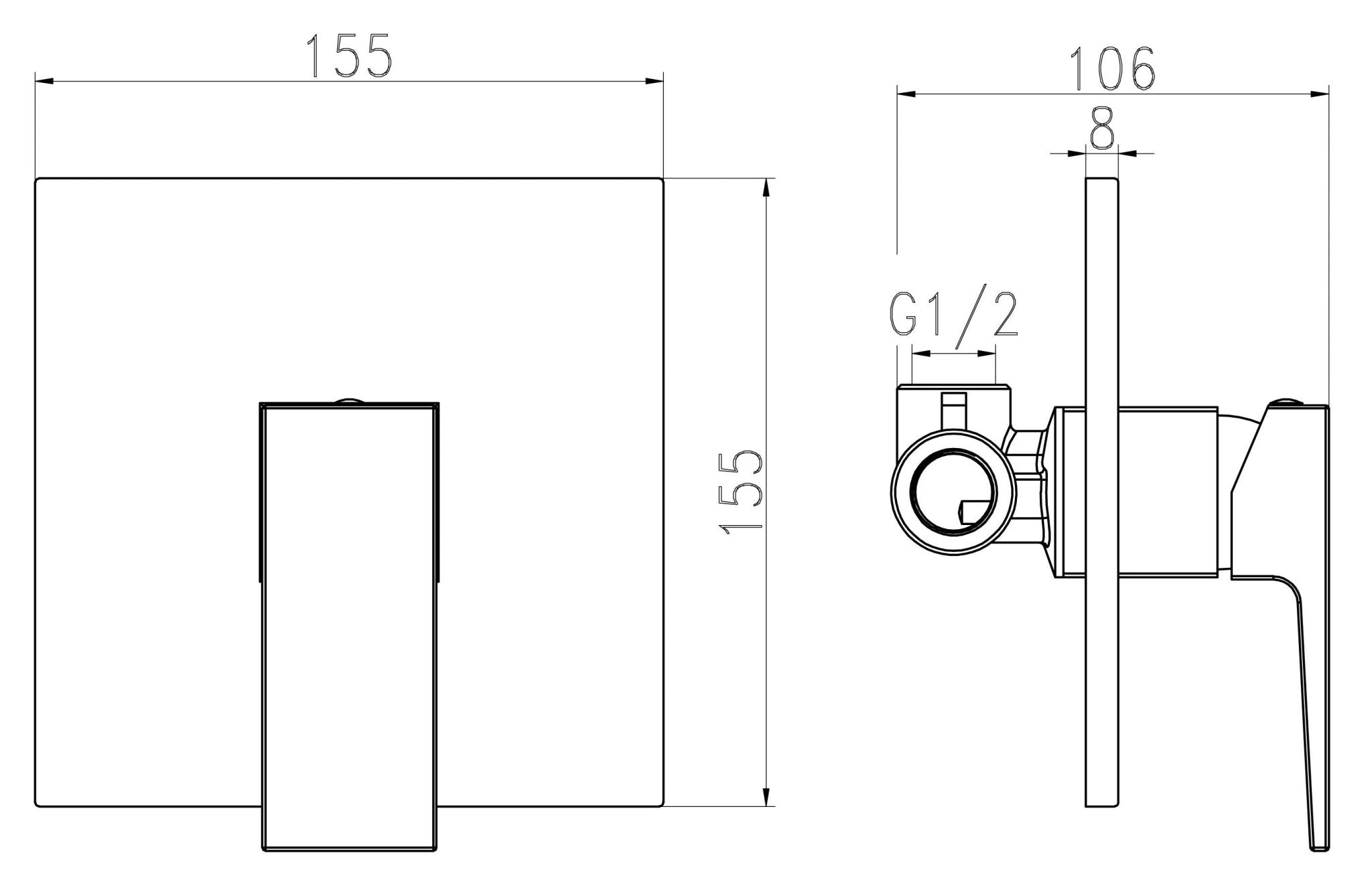 HESANIT Infinity Concealed shower mixer, Chrome