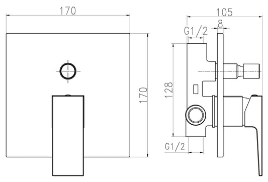 HESANIT Infinity Concealed shower mixer with diverter, Chrome