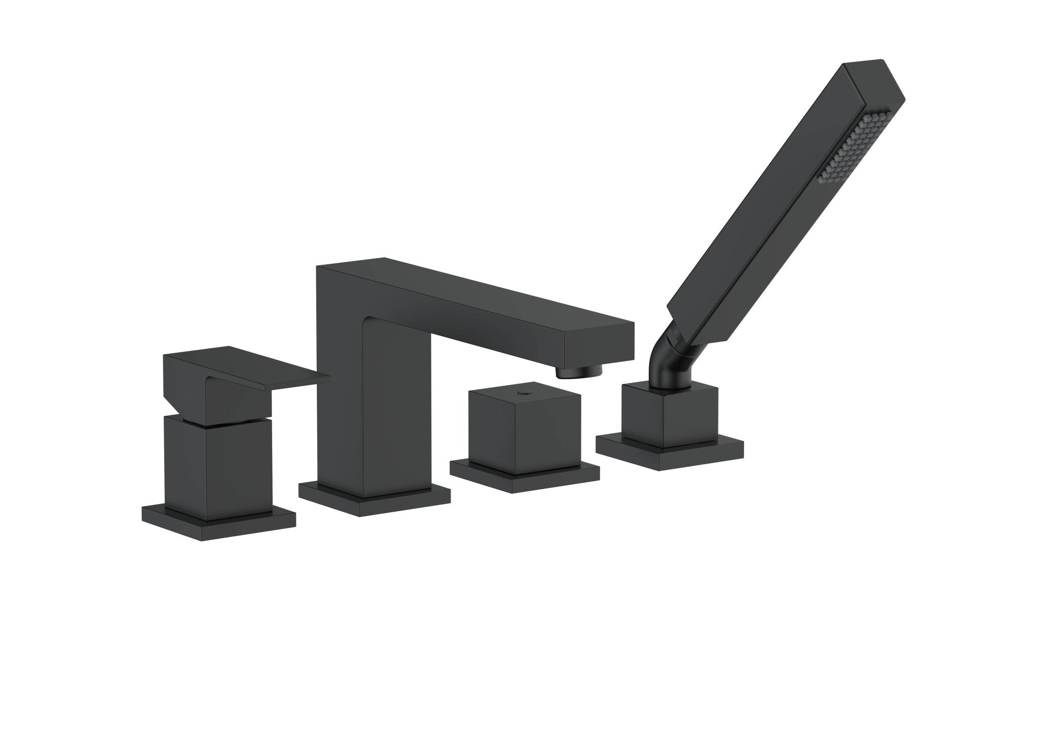 HESANIT Infinity Deck mounted Bath mixer with hand shower set, Matt Black