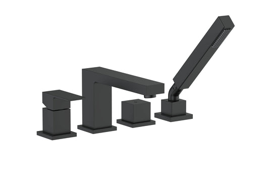 HESANIT Infinity Deck mounted Bath mixer with hand shower set, Matt Black