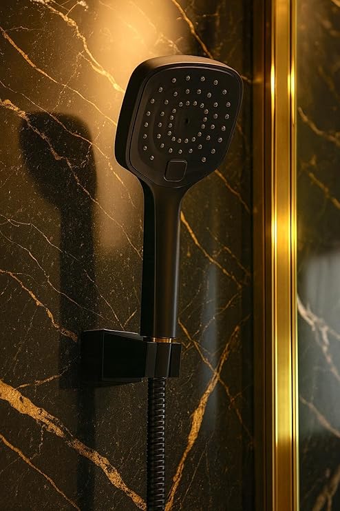 HESANIT Infinity Hand Shower Set Wall Mounted Rainfall Shower with Pipe, Matt Black