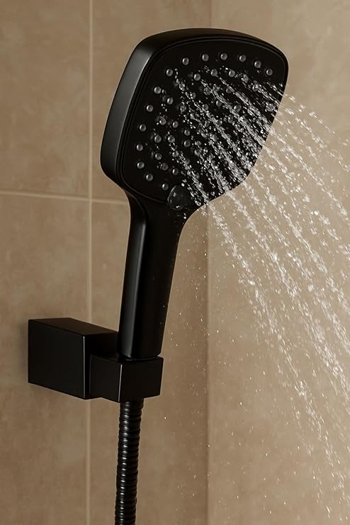 HESANIT Infinity Hand Shower Set Wall Mounted Rainfall Shower with Pipe, Matt Black