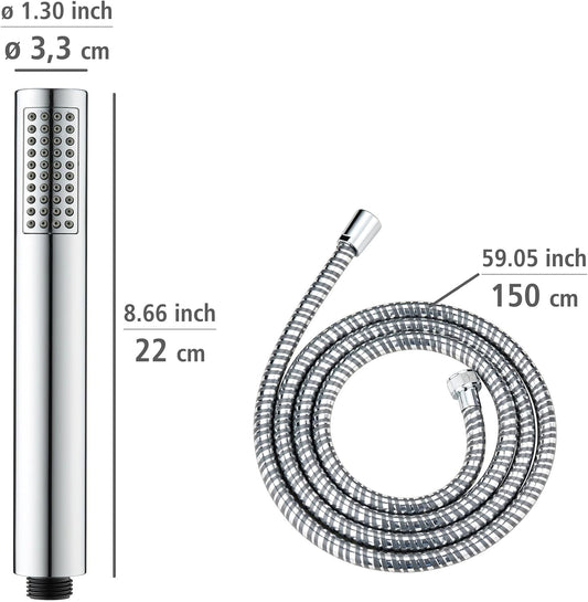 HESANIT Infinity Hand Shower with 3 Spray Modes, Stainless Steel Double-Locked Flexible Hose 1500mm, Premium Chrome Finish