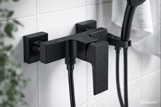HESANIT Infinity Series Single Lever Shower Mixer Contemporary Wall-Mounted Faucet in Black