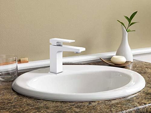 HESANIT Infinity Single Lever Basin Mixer, Bathroom Sink Faucet with Pop Up Waste, White