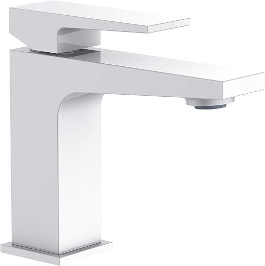HESANIT Infinity Single Lever Basin Mixer, Bathroom Sink Faucet with Pop Up Waste, White